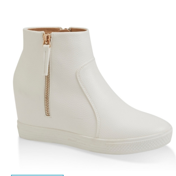 Round Toe Hidden Wedge Sneakers - Picture 1 of 15